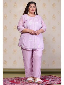 Desi Noor - Plus Size Lavender Embroidered Co-Ord