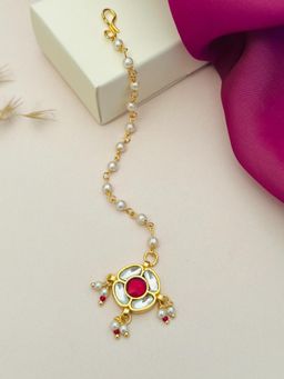 Abdesigns - Gold-Plated Pachi Kundan Studded Maang Tikka - White