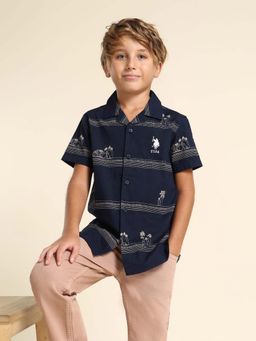 U.S. POLO ASSN. - Boys Navy Blue Printed Shirt
