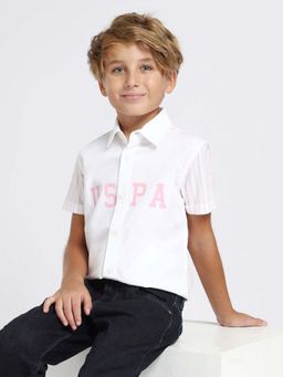 U.S. POLO ASSN. - Boys White Printed Shirt