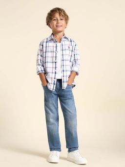 U.S. POLO ASSN. - Boys White Checks Shirt