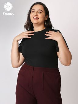 Twenty Dresses by Nykaa Fashion - Curve Black For The Sunny Side Basics Bodysuit