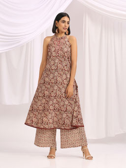 Okhai - Firdaus Hand Block Printed Kalamkari Kurta Pant (Set of 2)