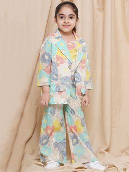 AJ Dezines - Multi-Color Floral Printed Cotton Top with Pant & Jacket (Set of 3)