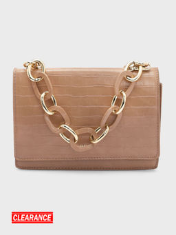 IYKYK by Nykaa Fashion - Textured Rust Sling with Link Chain