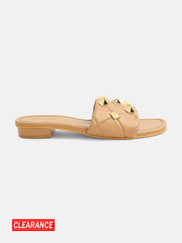 IYKYK by Nykaa Fashion - Clair Premium Brown Quilted Flats with Studs