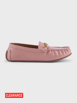 IYKYK by Nykaa Fashion - Blush Pink Round Toe Metal Trim Loafer Flats