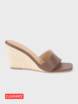 IYKYK by Nykaa Fashion - Dark Brown Solid Slip On Wedge Heels