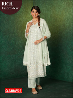 Likha - Karigiri Green Heavy Embroidered Kurta, Pant & Dupatta LIKSKD164 (Set of 3)