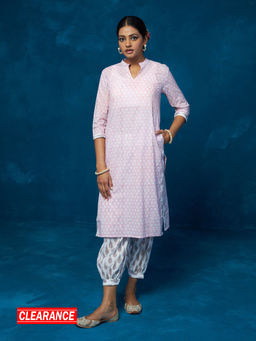 Likha - Pink Hand Block Printed Kurta with Pant LIKSKD127 (Set of 2)