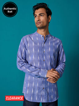Likha - Ikat Blue Cotton Yarn Full Sleeve Shirt LIKMW22