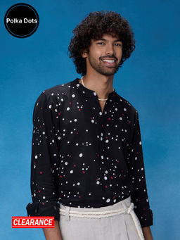 Likha - Polka Dots Cotton Flex Black Printed Full Sleeve Casual Shirt LIKMW31