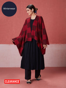 Likha - Maroon Woollen Acrylic Winter High Low Shrug LIKWW15