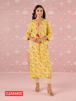 Likha - Yellow Garden Groove Embroidered Kurta LIKKUR206