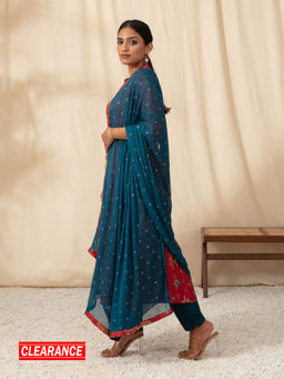 Likha - Rust Floral Printed Straight Kurta Pant Dupatta LIKSKD57 (Set of 3)
