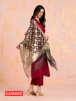 Likha - Black Karigar Korner Banarasi Jacquard Dupatta LIKKKBANR11