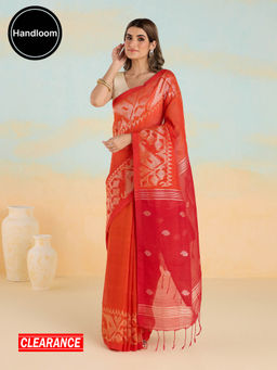 Likha - Karigar Korner Linen Handcrafted Jamdani Saree with Unstitched Blouse LIKKKSAR02