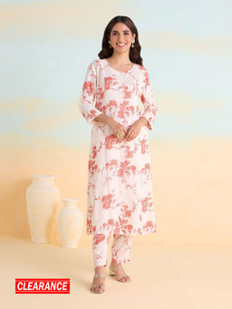 Likha - White Chintz Floral Printed Kurta with Pant LIKCFKS04 (Set of 2)
