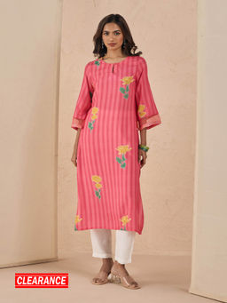 Likha - Modern Chintz Pink Muslin Digital Printed Kurta LIKMCKU01