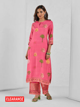 Likha - Modern Chintz Pink Muslin Digital Printed Kurta and Pant LIKMCKS05 (Set of 2)