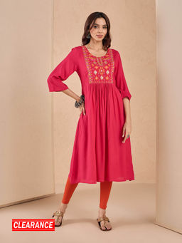 Likha - Pink Embroidered A Line Kurta LIKEPKU20