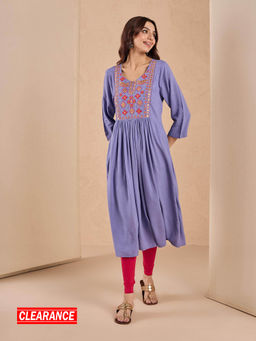 Likha - Purple Embroidered A Line Kurta LIKEPKU20