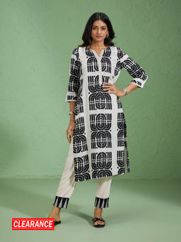 Likha - Black Soft Rayon Printed Kurta with Mirror Lace Details & Pant LIKCGKS06 (Set of 2)