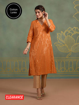 Likha - Cotton Lurex Straight Maroon Festive Kurta LIKBASKU27