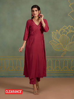 Likha - Viscose Silk Slub Angrakha Festive Kurta Set LIKFBSKS46