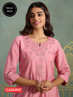 Likha - Viscose Silk Straight All Over Mirror Work Kurta LIKBSKU111