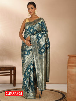 Likha - Viscose Silk Blend Zari Weave Saree with Unstitched Blouse LIKPARSAR34