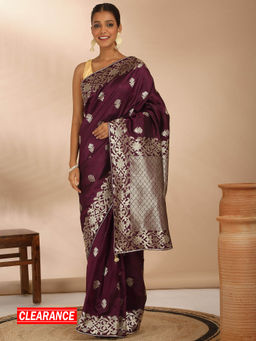 Likha - Viscose Silk Blend Zari Weave Saree with Unstitched Blouse LIKPARSAR35