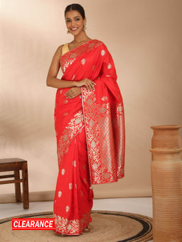 Likha - Viscose Silk Blend Zari Weave Saree with Unstitched Blouse LIKPARSAR35
