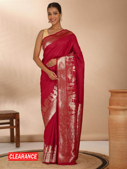 Likha - Viscose Silk Blend Zari Weave Saree with Unstitched Blouse LIKPARSAR36
