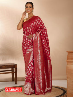 Likha - Viscose Silk Blend Zari Weave Saree with Unstitched Blouse LIKPARSAR37