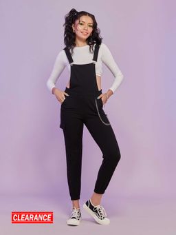 MIXT by Nykaa Fashion - Black Square Neck Overall Dungaree