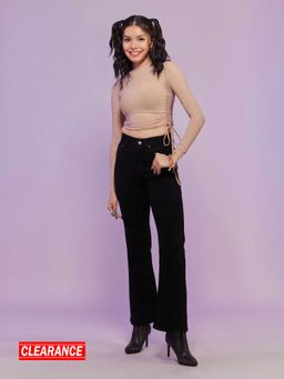 MIXT by Nykaa Fashion - Camel Solid Round Neck Full Sleeve Top