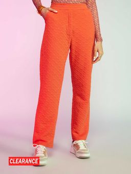 MIXT by Nykaa Fashion - Orange Textured Full Length Track Pant