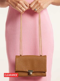 MIXT by Nykaa Fashion - Brown Textured Woven Sling Bag