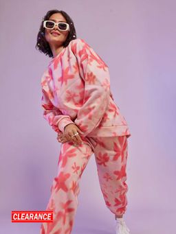 MIXT by Nykaa Fashion - Pink And White Tie Dye Tracksuit (Set of 2)