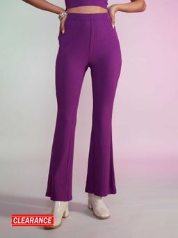 MIXT by Nykaa Fashion - Purple Solid High Waist Pants