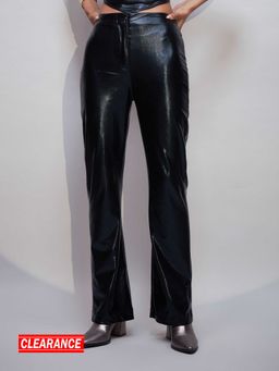 MIXT by Nykaa Fashion - Black Metallic High Waist Pants