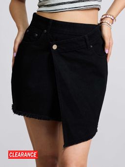 MIXT by Nykaa Fashion - Black High Waist Mini Denim Skirt