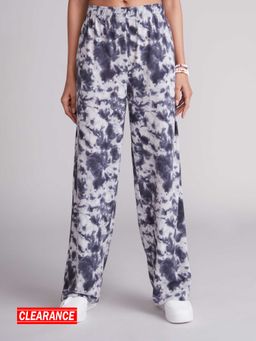 MIXT by Nykaa Fashion - Grey And White Printed Tie Dye Pants