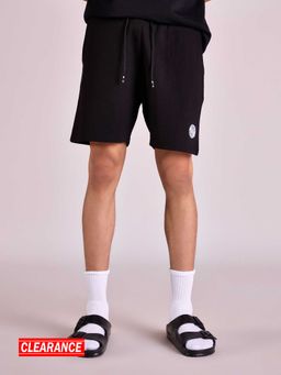 MIXT by Nykaa Fashion - Black Logo Print Drawstring Shorts