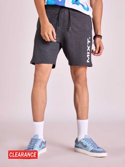 MIXT by Nykaa Fashion - Dark Grey Logo Printed Casual Shorts