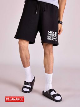 MIXT by Nykaa Fashion - Black Logo Printed Long Shorts