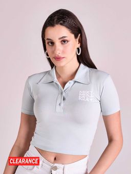 MIXT by Nykaa Fashion - Light Blue Collar Neck Solid Polo Tshirt