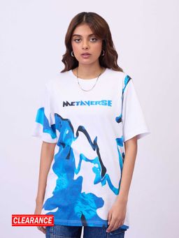 MIXT by Nykaa Fashion - Unisex White Oversized Graphic Printed Tshirt