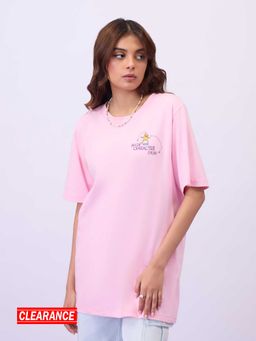 MIXT by Nykaa Fashion - Unisex Pink Oversized Graphic Print Tshirt